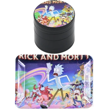 

Beautiful Rick and Morty Weed Tray with Weed Grinder Mini Hot Sale Set Weed Accessories