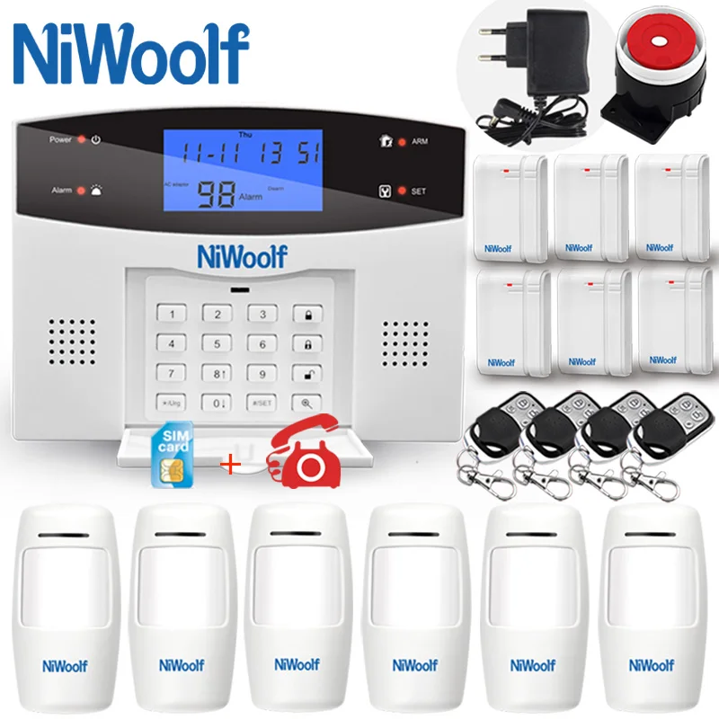 

433MHz Wireless PSTN GSM Home Alarm System Door open motion alarm Support English/Russian/Spanish/France/Italian Android IOS APP