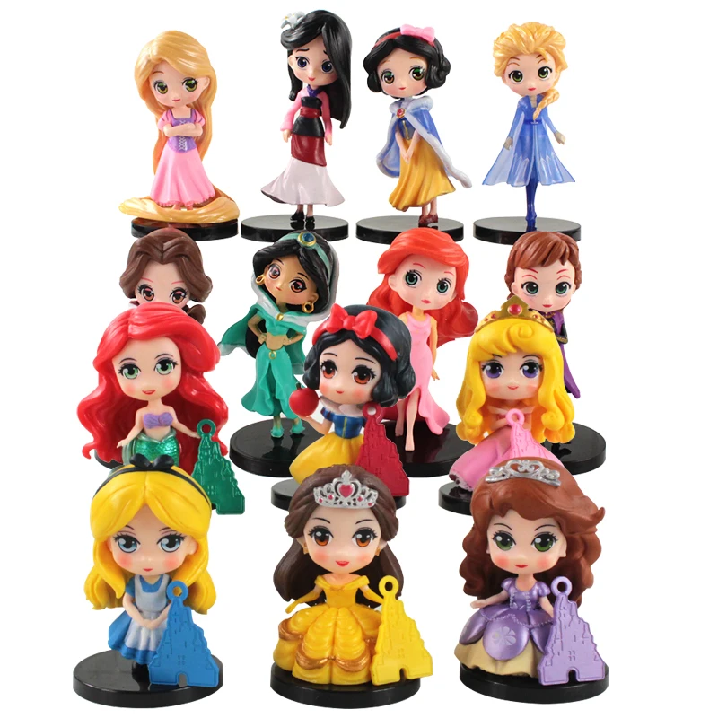 6/8 шт./компл. 7-10 см Q Posket Belle Snow White Ariel Mulan ПВХ Фигурки игрушки принцесса куклы