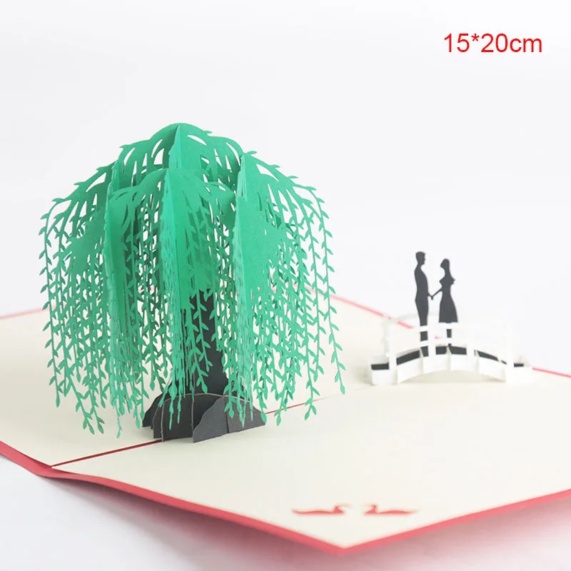 willow tree 3D всплывающие открытки, приглашения на день рождения, вечерние приглашения, открытка на день благодарения, подарки на годовщину, открытка с единорогом - Цвет: willow tree