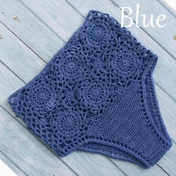 Elevate your swimwear collection with our High Waist Crochet Flower Bikini Bottoms. These stylish thong - style swimsuit shorts feature a delicate hollow - out design, perfect for adding a touch of elegance to your beachwear wardrobe. (Denim Blue bottom)