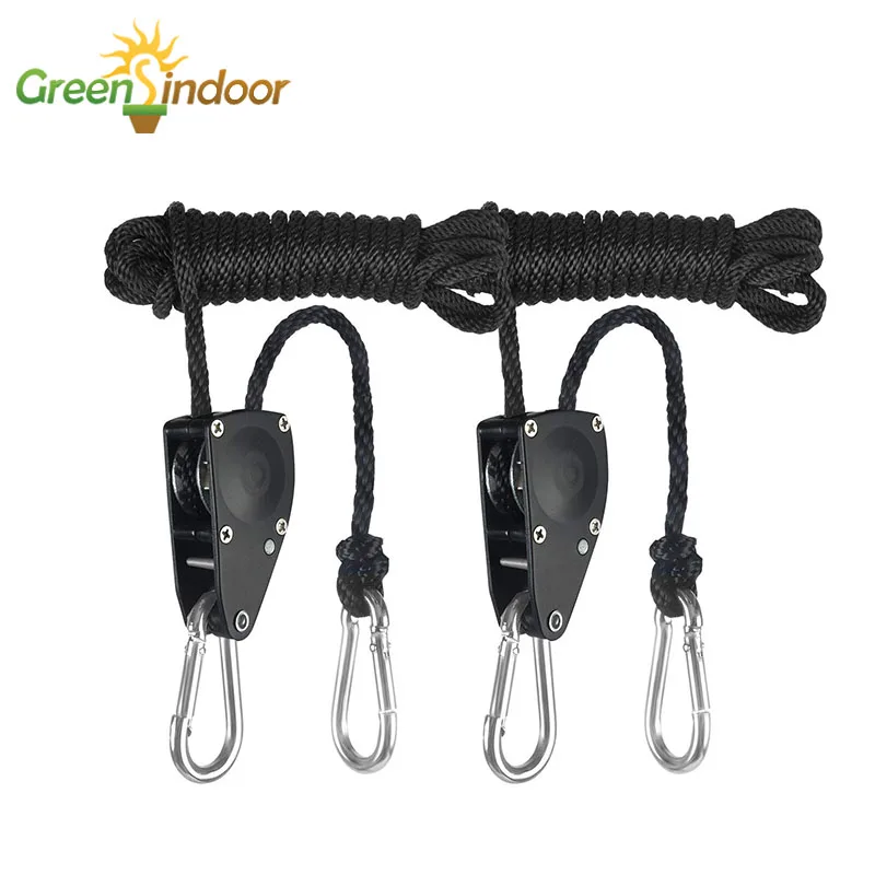 

2PCS 1/8 Inch Nylon Rope Ratchet For Grow Tent Adjustable Lamp Hangers Led Grow Light Room Hanging Kit Indoor Reflector Lifters