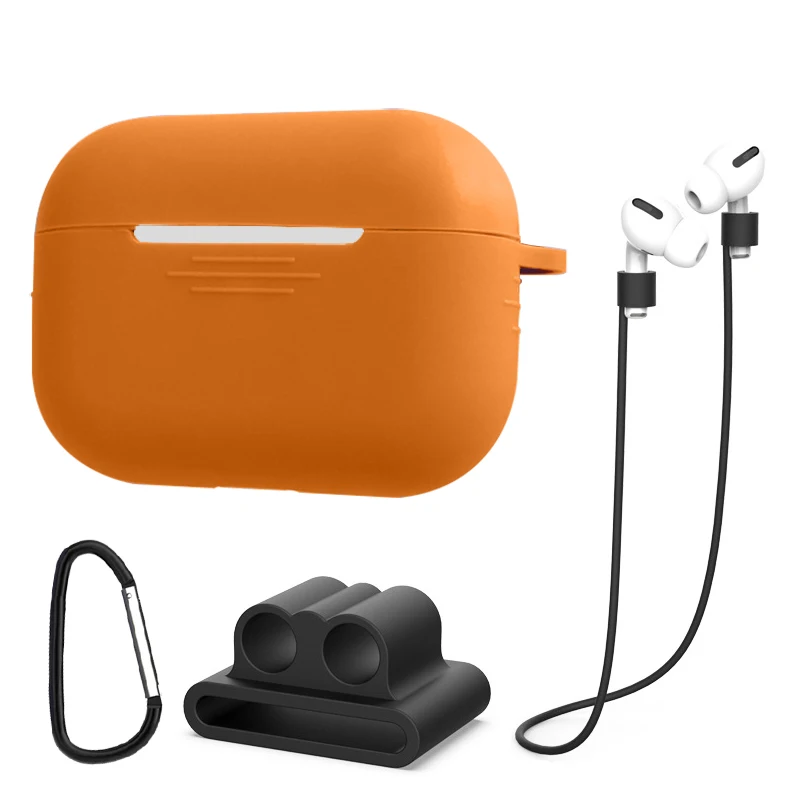 Красивый и приятный мягкий силиконовый чехол для Apple Airpods Pro противоударный чехол для Apple Air pods 3 Pro correa для Airpods Pro 3 Чехол - Цвет: Orange Set