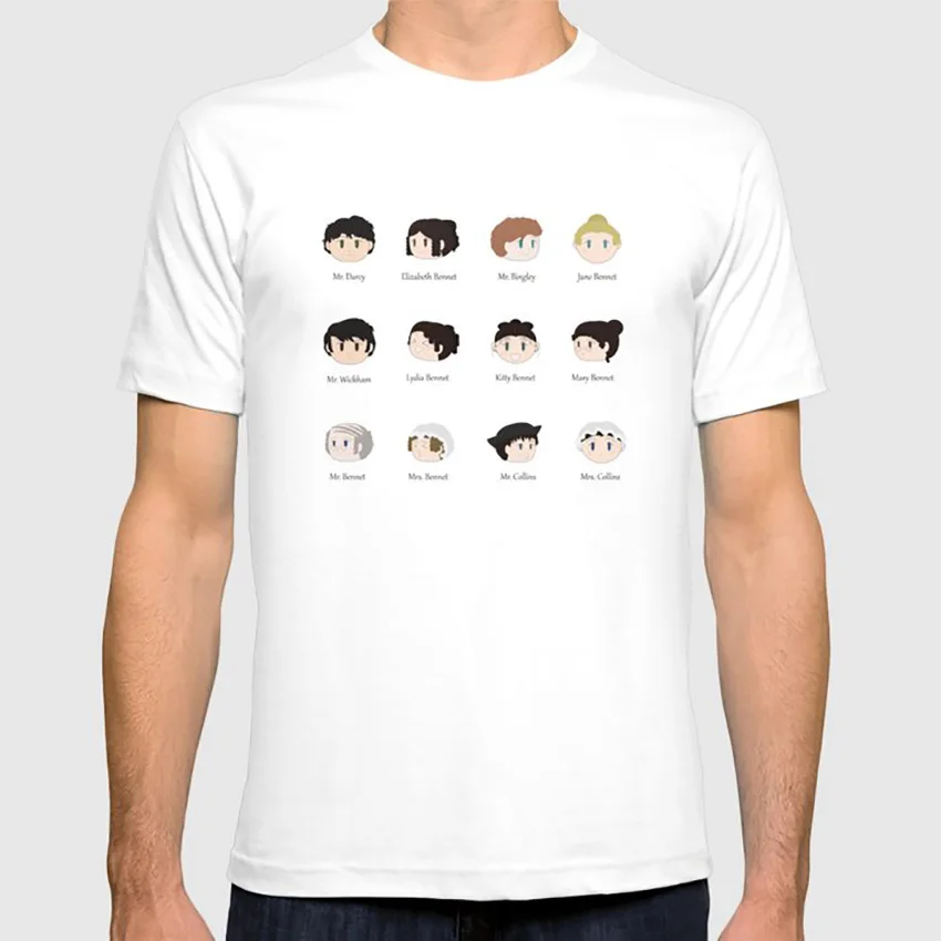 Pride and Prejudice милые персонажи футболка pride prejudice Джейн Остен kawaii английская