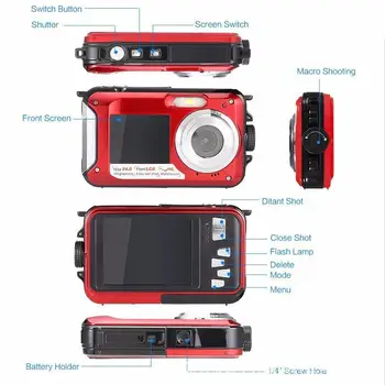

Portable Waterproof Digital Camera 24MP MAX 1080P Full HD Screen Supply Tracel Camcorder Underwater Double Camera 2.7 Zoom B8U0