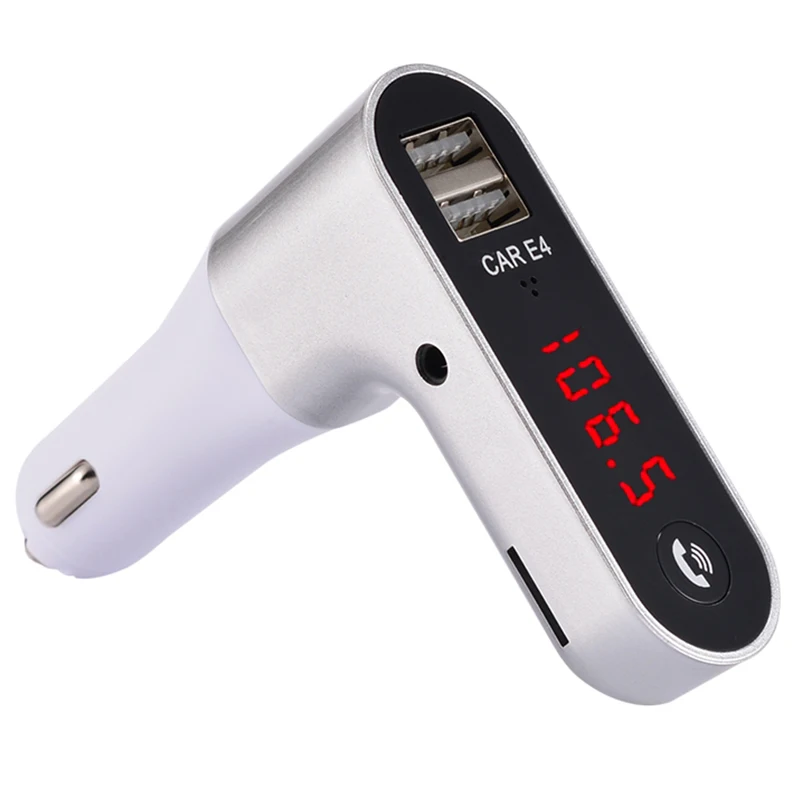 silver Fm-передатчик модулятор Bluetooth Handsfree Aux автомобильный комплект аудио MP3 плеер с 2.1A двойной USB автомобильный fm-передатчик зарядное устройство для телефона - Название цвета: silver
