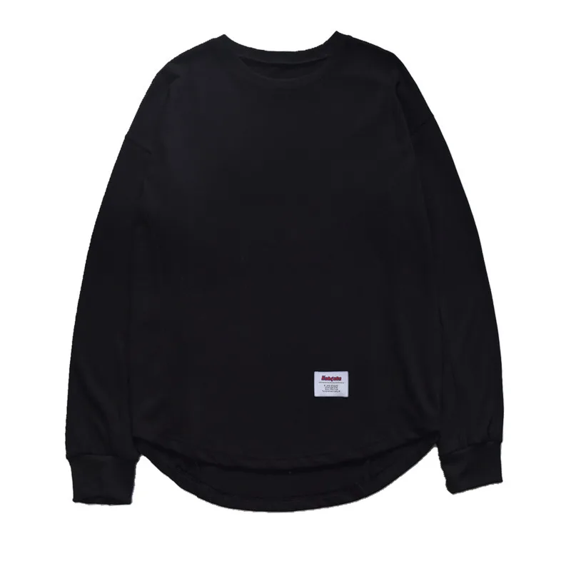 2019 Men's Spring And Autumn New Casual Solid Color Long-sleeved Round Neck T-shirt Loose Harajuku Temperament Trend Cotton