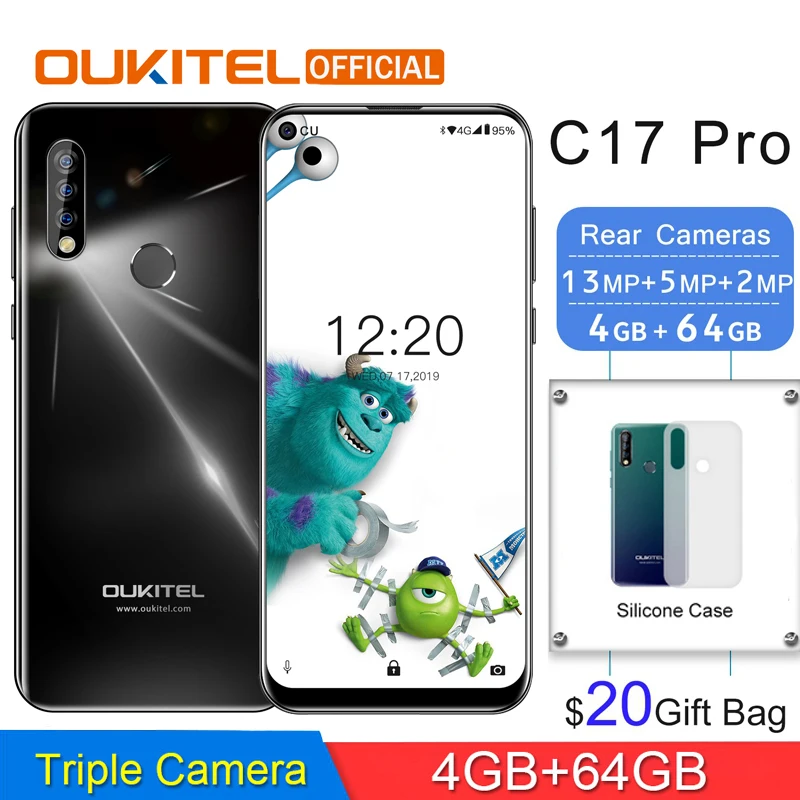 OUKITEL C17 Pro MTK6763 восьмиядерный смартфон 6,3" 19,5: 9 Android 9,0 4 Гб ОЗУ 64 Гб ПЗУ задняя Тройная Камера Двойная 4G LTE мобильный телефон