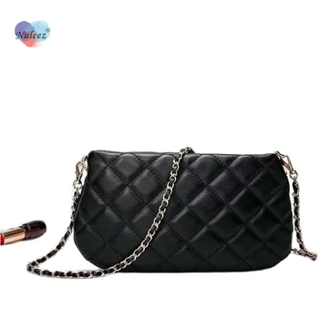

Nuleea simple phone bag plain and chains bag women genuine sheep clutch wallet elegant lady