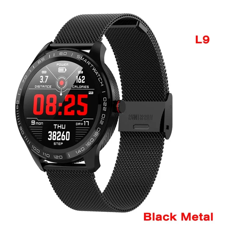 Мужские Смарт-часы ЭКГ PPG пульсометр кровяное давление фитнес-трекер IP68 Водонепроницаемый Bluetooth бизнес L9 Smartwatch VS L5 L7 L8 - Цвет: metal black