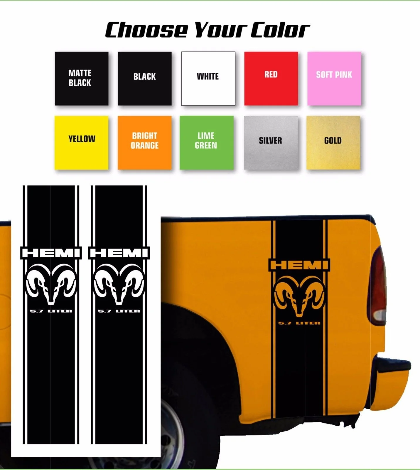 Наклейки в полоску для платформы пикапа Dodge Mopar/Выберите цвет | Автомобили и