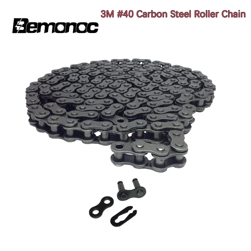 

3M #40 Carbon Steel Roller Chain Length 5 Feet with 1 Connector Link 0.5 inches Black Carbon steel #40 Carbon Steel Roller Chain