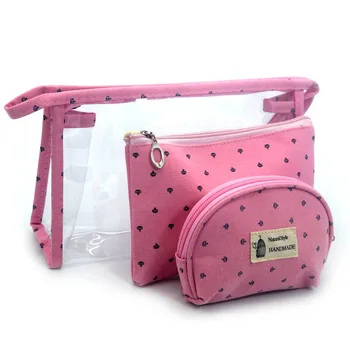 

3 Pcs/Set Portable Women Travel Makeup Bag Pouch Zipper PVC Transparent Waterproof Cosmetic Bag Organizer Maleta De Maquiagem