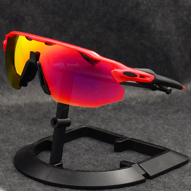 Red Red Black Солнцезащитные очки унисекс UV400 HD для шоссейного велосипеда, горного велосипеда, спортивные очки с 5 линзами, очки для езды на велосипеде, уличные поляризованные очки для горного велосипеда - Цвет: Red Red Black