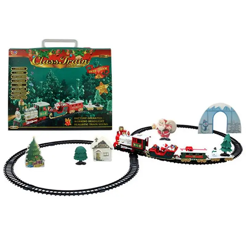 Классическая Рождественская электрическая дорожка поезд светильник музыкальная образовательная Интерактивная креативная игрушка экологичный высококачественный Рождественский подарок