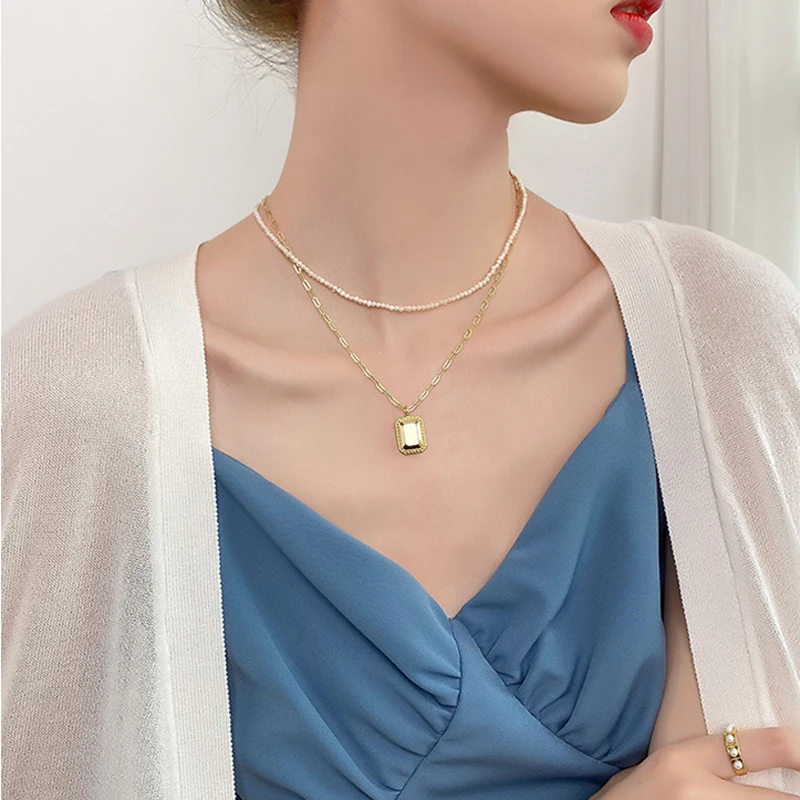 3-5mm Natural Freshwater Pearl Pendant Necklace Silver Necklace 925 Sterling Silver Fine Jewelry for Women Gift New Fashion NK120
