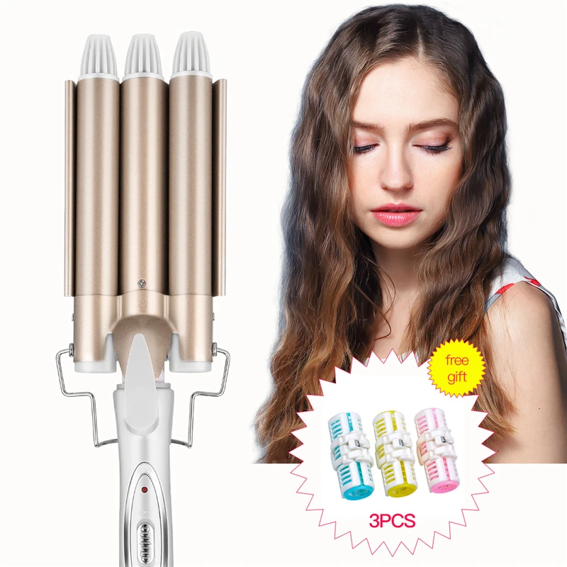 

High Quality Professional 110-220V Hair Curling Iron Ceramic Triple Barrel Hair Curler Hair Waver Styling Tools Hair Styler P34