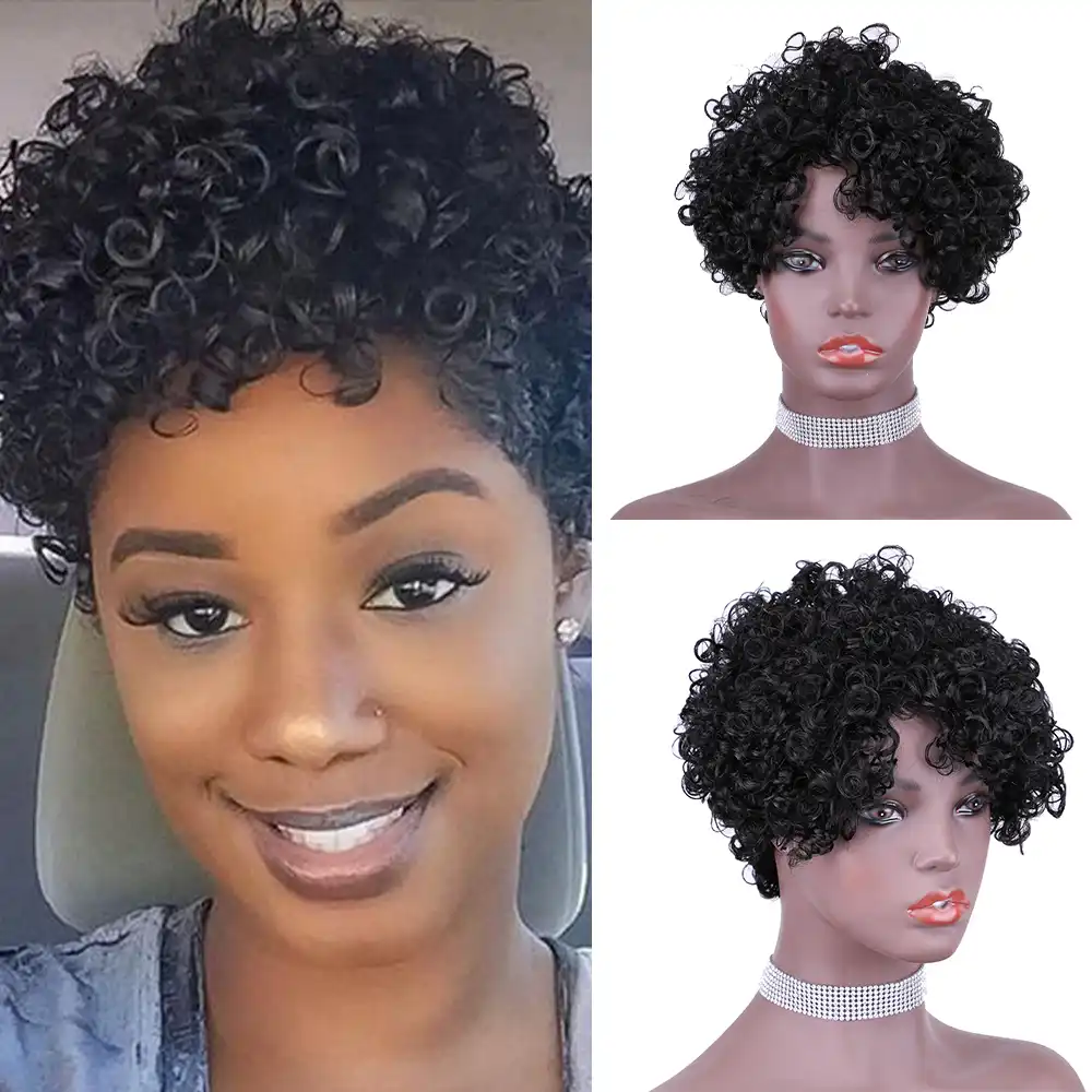 Pariki Iz Chelovecheskih Volos Korotkie Pariki Dlya Chernyh Zhenshin Afro Spiralnye Vyushiesya Volosy Remy Ombre Parik Iz Chelovecheskih Volos Brazilskie Volosy Cvetnye Krasnye Pariki Aliekspress