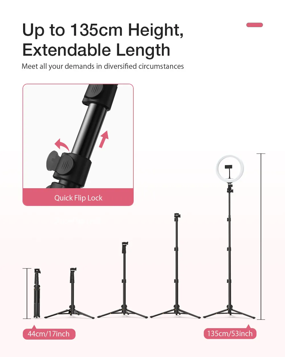 BlitzWolf BW-STB2 Flash LED Phone Tripod Holder Selfie Stick with Wireless Remote Control description image 3