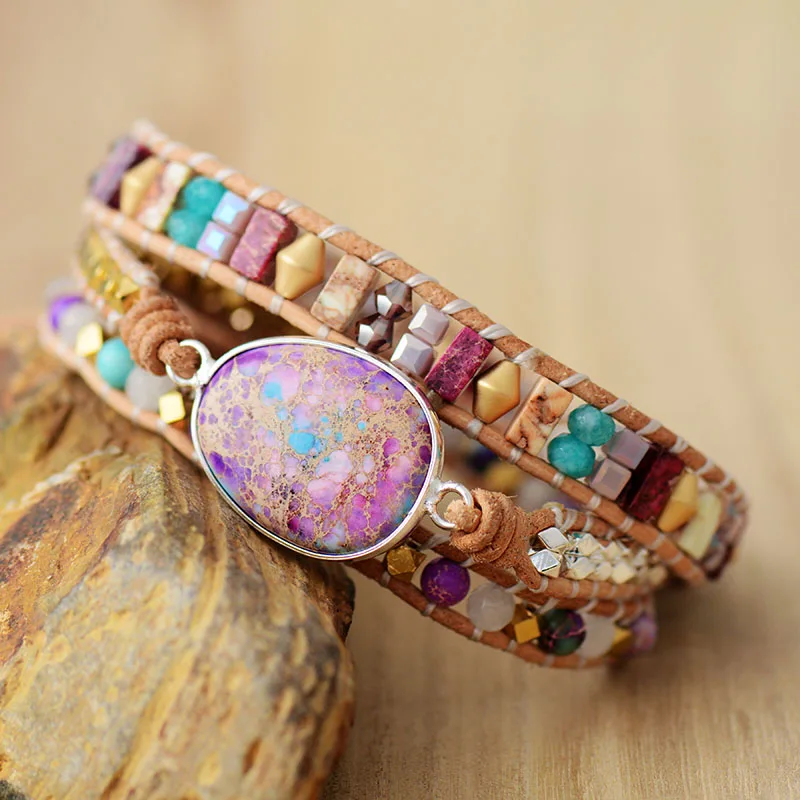 New Romantic Leather Wrap Bracelets Nautural Stone Multilayers Strand Bracelet Teengirl Women Jewelry Bijoux Dropshipping