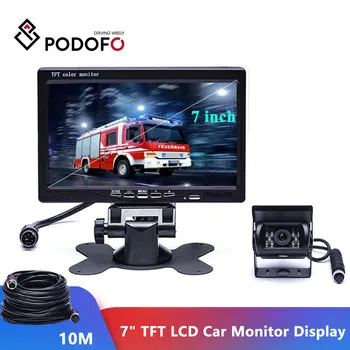 

Podofo 7" TFT LCD Car Monitor Display + 4pin IR Night Vision Rear View Camera for Truck RV Caravan Trailers Campers 12V-24V
