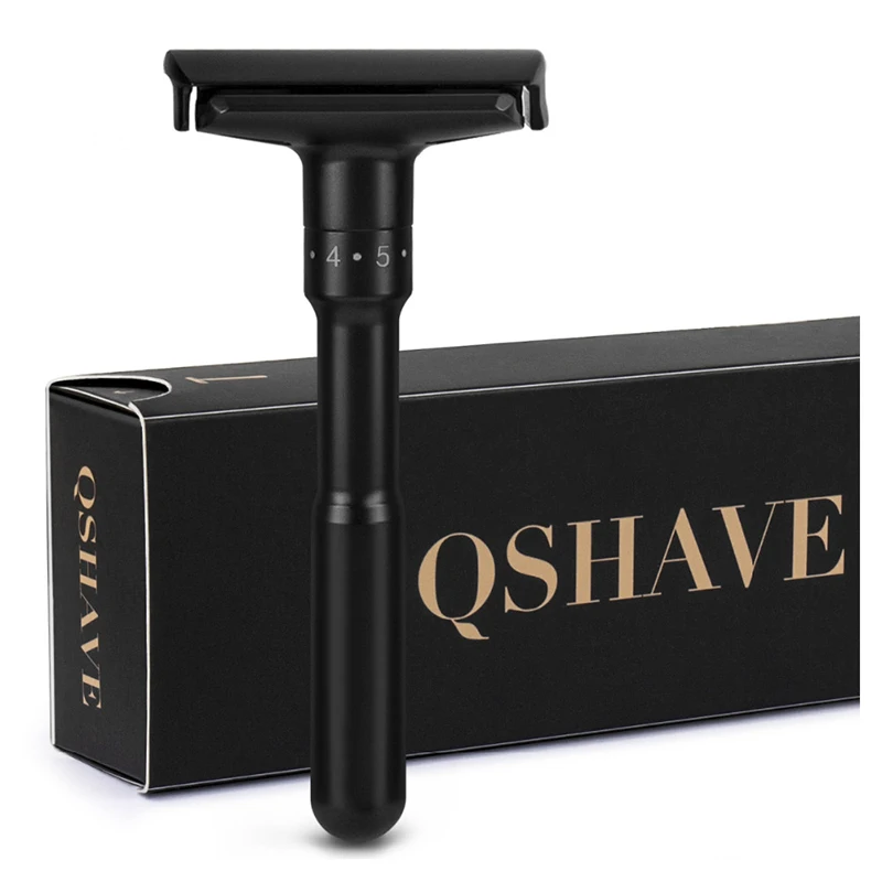 Hot Sale Safety-Razor Blades Classic-Stand Gift Adjustable Black Qshave-Luxurious Shaving-5 It oXKy5BJb
