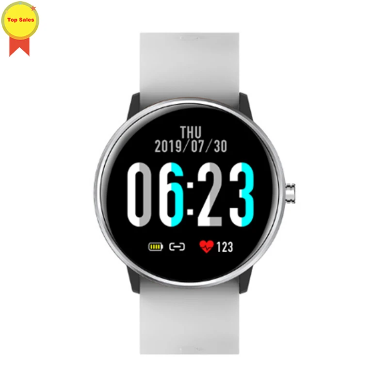 Модные часы Smart watch крови Давление Heart Rate Monitor часы IP68 Водонепроницаемый браслет шагомер зимний трикотажный спортивный комплект футбольной формы, умные часы - Цвет: white silicone strap