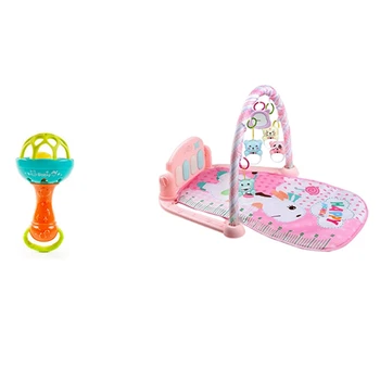

Fun Games Baby Soft Rubber Teether Rattle Rod Multi-Functional Baby Rattle Stick & Play Mat Baby Gym Toys Gaming Carpet