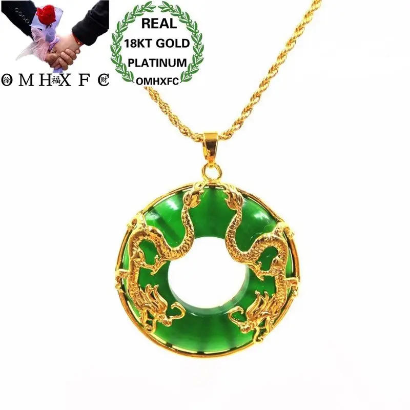 OMHXFC Wholesale European Fashion Unisex Party Birthday Wedding Gift Black Dragon Round Opal 18KT Real Gold Charm Pendant PN116 | Украшения