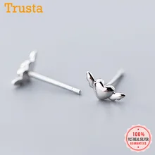 Trustdavis, настоящие, 925 пробы, серебряные, милые, сладкие, любовь, сердце, угол, серьги-гвоздики в виде крыльев для женщин, свадебные ювелирные изделия, подарок DS2114