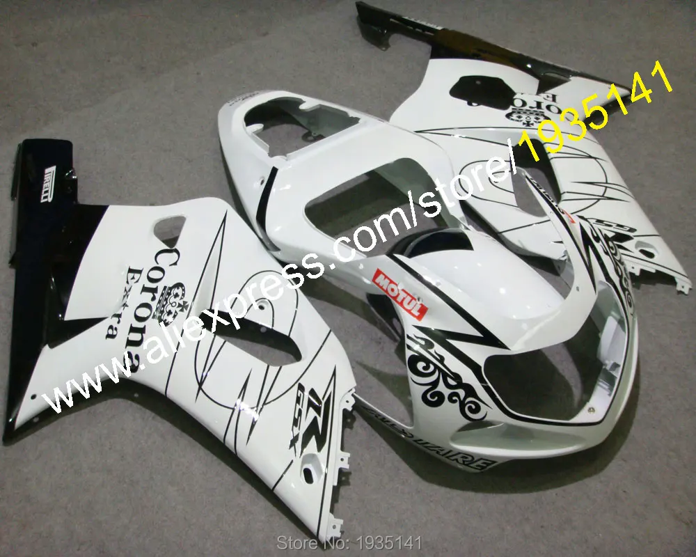 Для Suzuki GSX-R600 GSXR750 K1 2001 2002 2003 GSXR600 GSX-R750 01 02 03 белый черный послепродажного обтекатель(литья под давлением