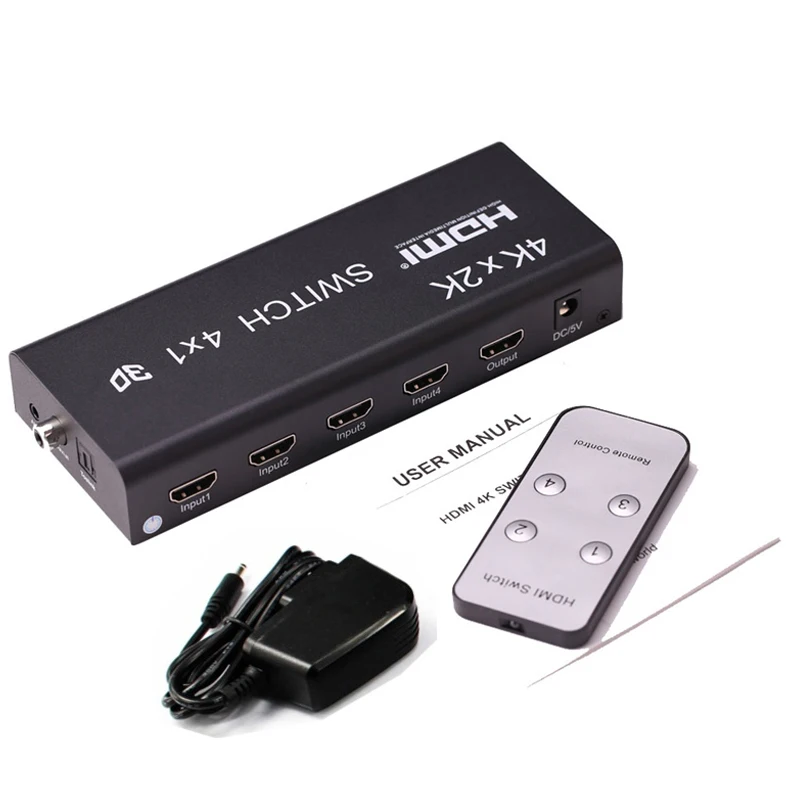 NO Packing Box 4K x 2K HDMI коммутатор 4X1 3D коммутатор 4 в 1 выход независимый аудио выход(3,5 мм наушники, волокно, коаксиальный) 1080P 4K ПК к ТВ HD tv - Цвет: NO Packing Box