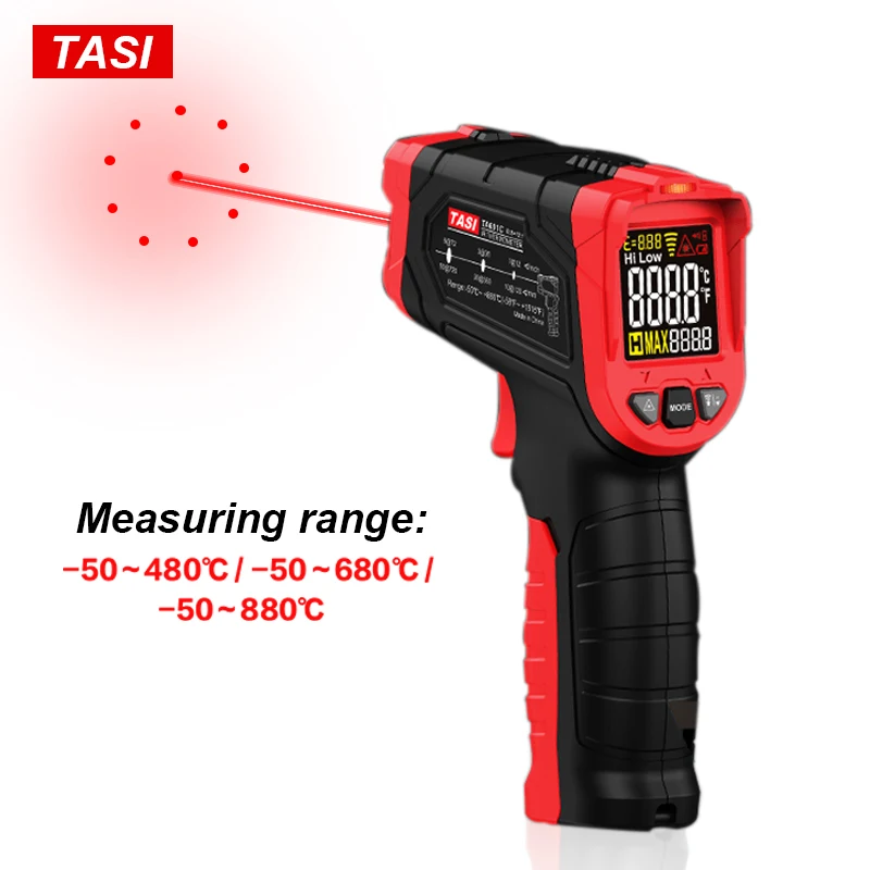 Высокотемпературный инфракрасный лазерный термометр TASI 880 градусов по Цельсию|Приборы для измерения температуры|   | АлиЭкспресс