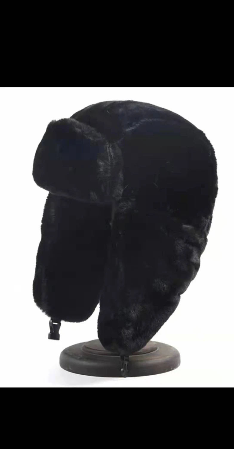 Women Men Fashion Solid Color Basic Bomber Hats Winter Warm Wool Fur Fleece Earmuff Hats Casual Outdoor Plush Warm Beanies
