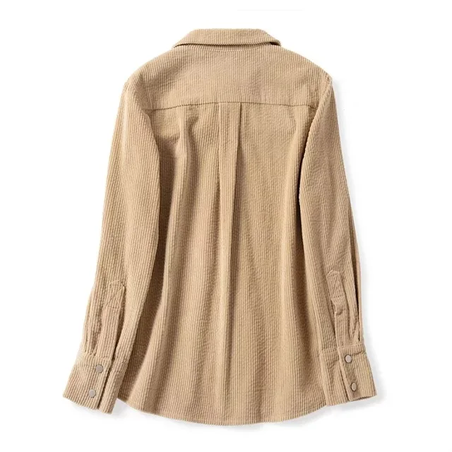 Женская рубашка новые Ранняя осень двойной карман Хаки вельветовые с длинным рукавом рубашки