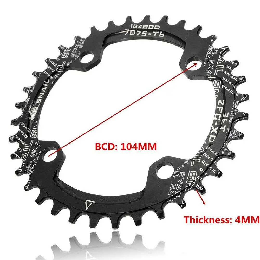 Улитка MTB цепь 104BCD узкая широкая односкоростная Горная дорога велосипед овальная цепь кольцо шатун 7075 велосипедная цепь колеса 32 T-42 T