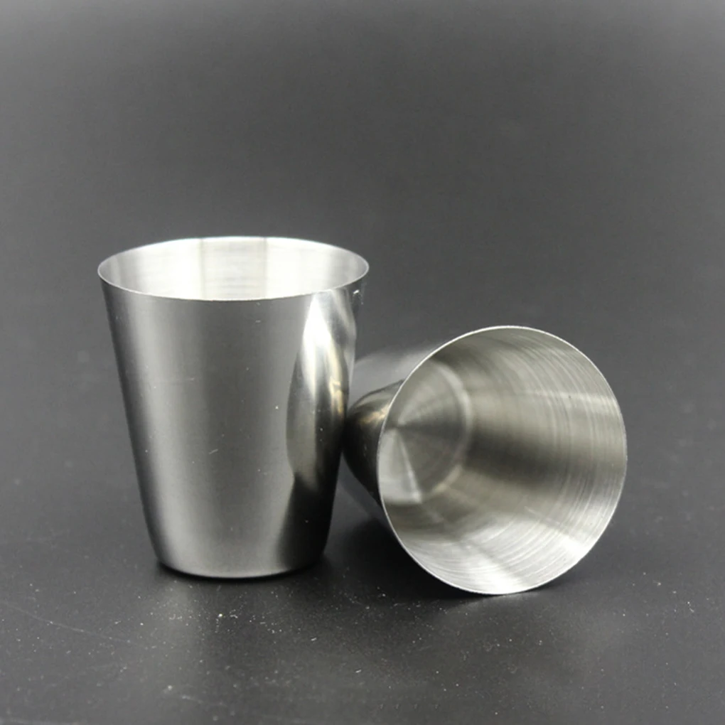 4Pcs/set Polished 30ML Mini Stainless Steel Shot Glass Cup Wine Drinking Glasses With Leather Cover Bag For Home Kitchen Bar