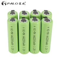 1.2V AA Rechargeable Battery 2200mah NiMh Cell Green Shell with Welding Tabs for Philips Electric Shaver Razor Braun Toothbrush 5
