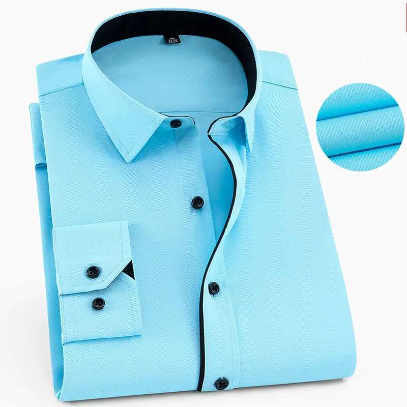 8XL 7XL 6XL Pure Color Plaid / Striped Shirt Longsleeve Shirt for Men Work Casual Slim Fit Shirt Men Clothing Button Up Shirt