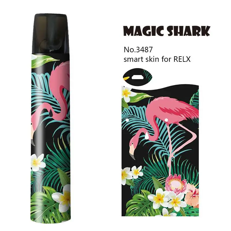Магическая Акула 2.5D Игра престолов Фламинго змея Тигр цветок Vape наклейка комплект Pod чехол Чехол для Relx - Цвет: 3487