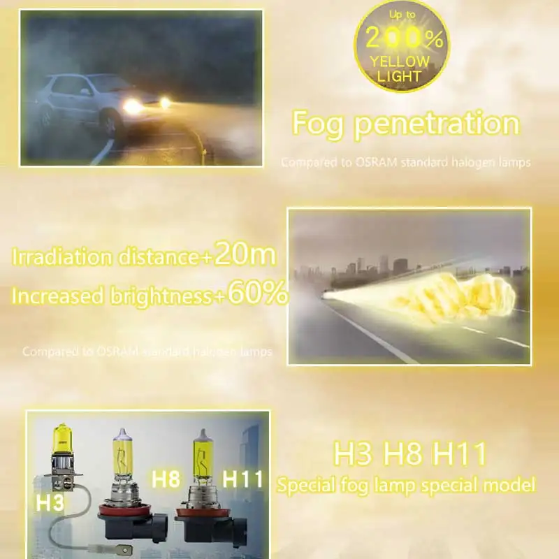 Противотуманные фары OSRAM H16 Лампы головного света желтого цвета для автомобилей