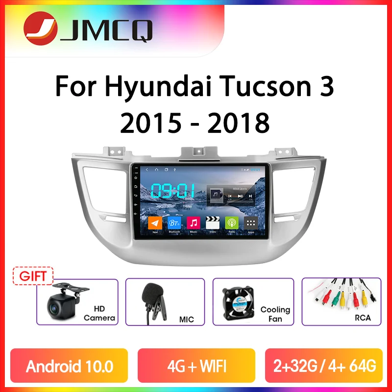 JMCQ Android 9.0 Car Radio For Hyundai Tucson 3 2015-2018 Multimedia GPS Video Player 2 Din 2+32G Stereo Split Screen With Frame