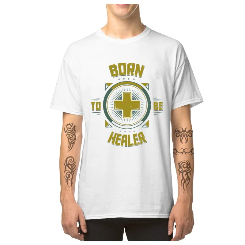 Футболка мужская с принтом Рок н ролл хлопковая тенниска надписью Born To Be Healer Cross