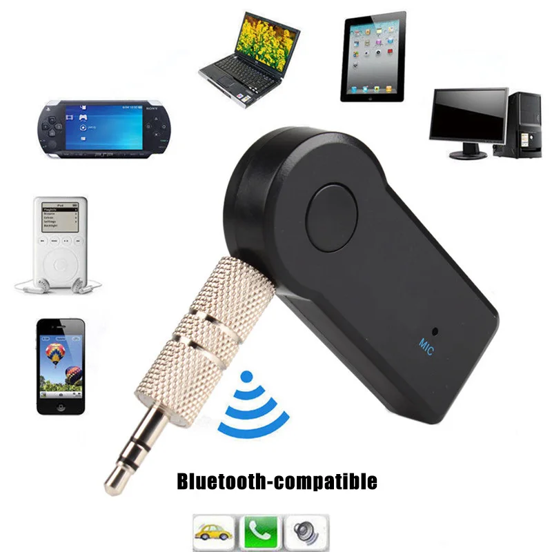 Wireless Bluetooth-compatible Receiver Speaker Hands-free AUX 3.5MM Audio Car Kit Music For | Автомобили и мотоциклы