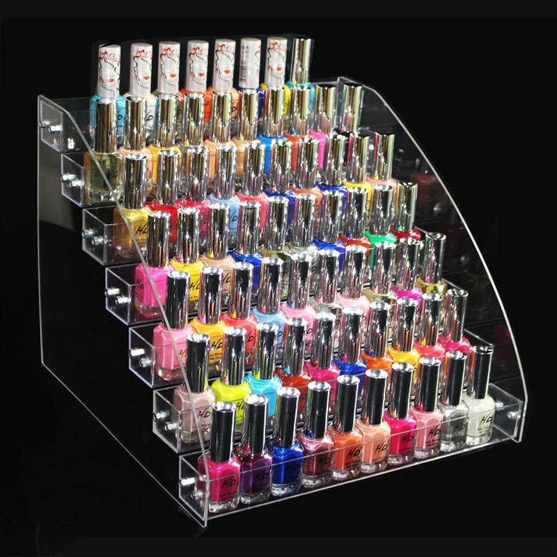 New Fashion Nail Tools Clear Transparent Acrylic Nail Polish Salon Exhibition Wall 7 Layers Nail Polish Rack Storage Shelf 60 holes earrings ear studs jewelry show plastic acrylic display rack stand organizer holder showcase clear