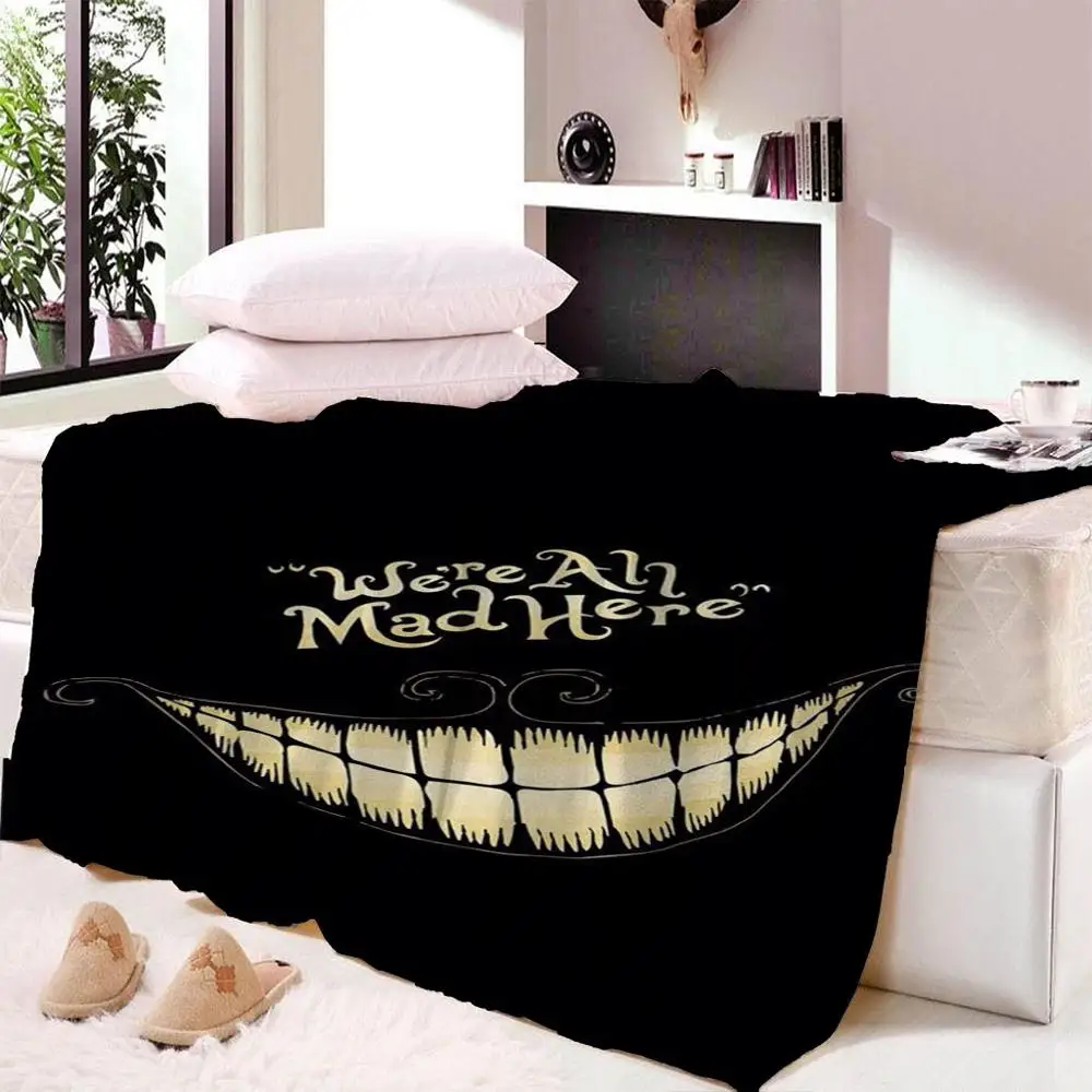 Аниме Алиса в стране чудес одеяло коврик улыбка кошка мы все безумный здесь мультфильм Мягкие стены покрывало Пляжный коврик одеяло стол полотенце