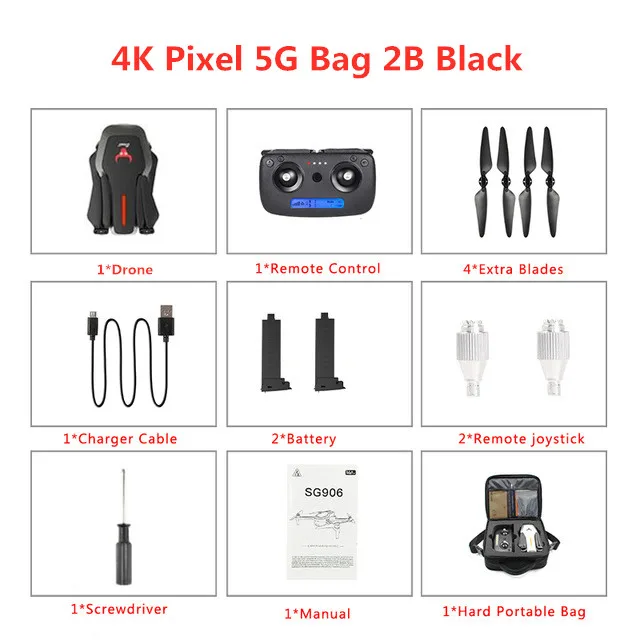 4K Pixel 5G Bag 2B B SG906 портативный Радиоуправляемый Дрон 4K gps 5G wifi FPV HD Двойная камера Дрон широкоугольный бесщеточный селфи складной Дрон 4K Квадрокоптер дроны - Цвет: 4K Pixel 5G Bag 2B B