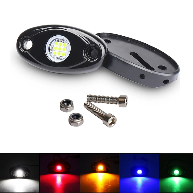9W 2.75 Pollici Chip Flood 5 Colori Led Rock Lights Multicolor Neon Led Light Kit Per Jeep Truck Car Atv Suv Vehicle Boat 2/4/8Pod