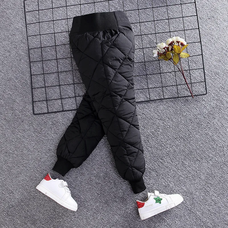 Winter Down Cotton Pants Children Boys Girls Padded Thick Warm Waterproof Ski Pant Kid Teen Casual Elastic High Waisted Trousers boys pants kids pants