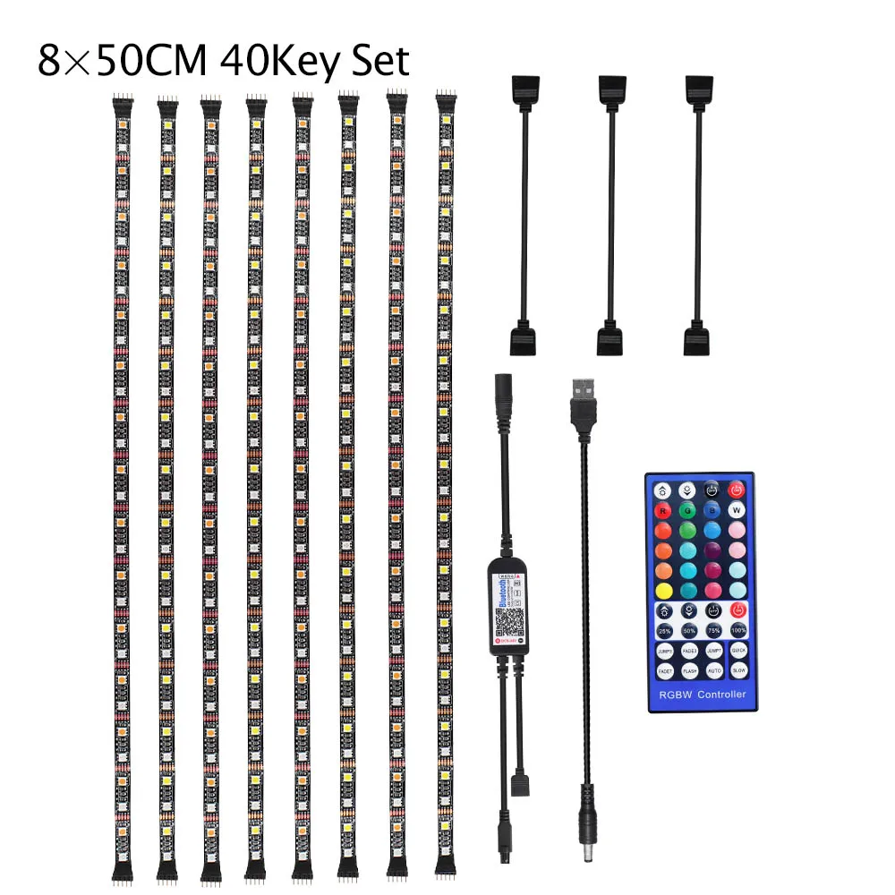 8 X 50CM SET 5 В USB RGBW RGBWW Светодиодная лента с 40-клавишным ИК-контроллером 2 м 3 м 4 м Bluetooth Светодиодная лента светильник для ТВ ПК фоновый светильник - Испускаемый цвет: 8 X 50CM SET